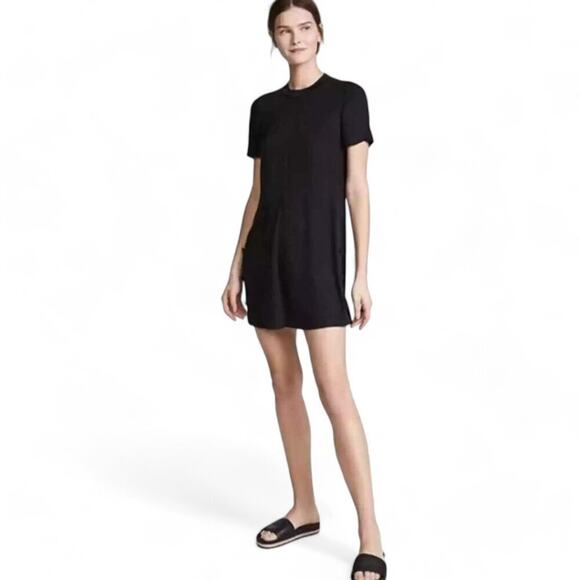 Rag & Bone Aiden Black T-Shirt Dress Short Sleeves Crewneck Stretchy Size M - Picture 1 of 8